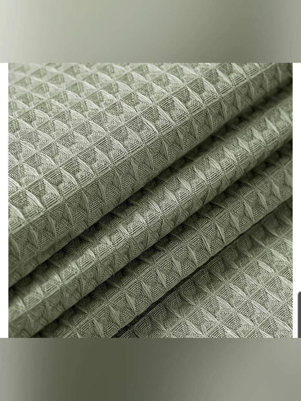 Waffle-Texture 70 Inch Round Tablecloth in Sage Green
